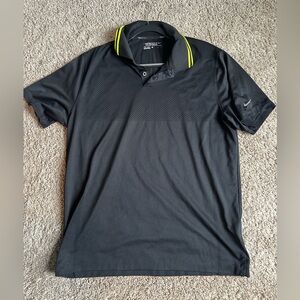 Nike Black and Yellow Performance Polo Shirt Size Large